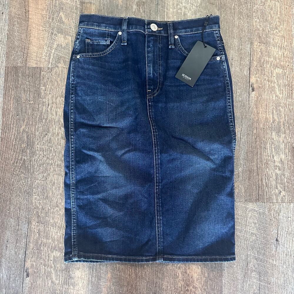 NWT Hudson Isla Denim Pencil Skirt Sz 25 in Floating Free Dark Rinse Western